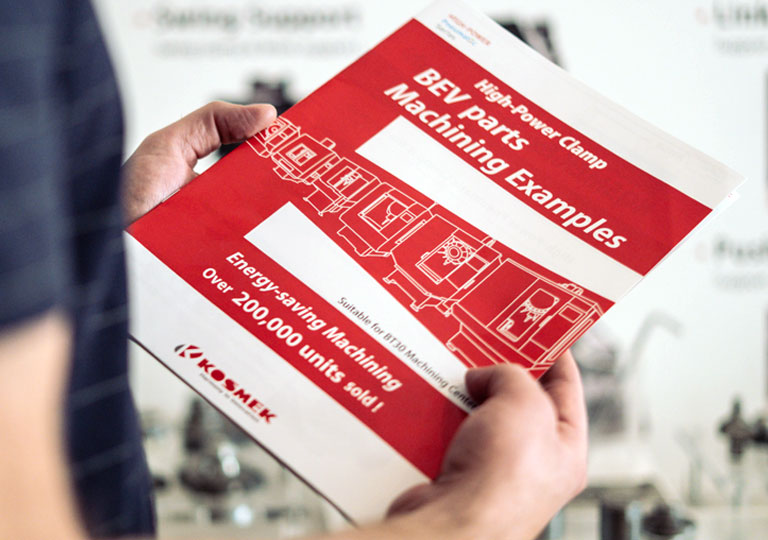 KOSMEK BEV application samples catalog with automation and EV manufacturing solutions.