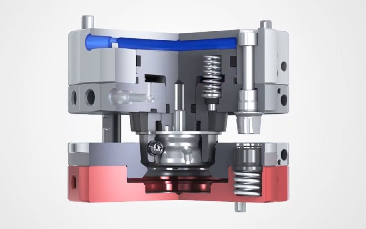 KOSMEK zero-backlash clamping technology for ultra-precise positioning.