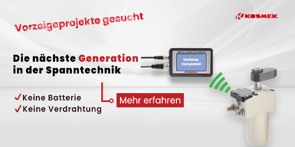 KOSMEK Banner Vorzeigeprojekte gesucht für Funkabfrage-Technologie in Spannanwendungen