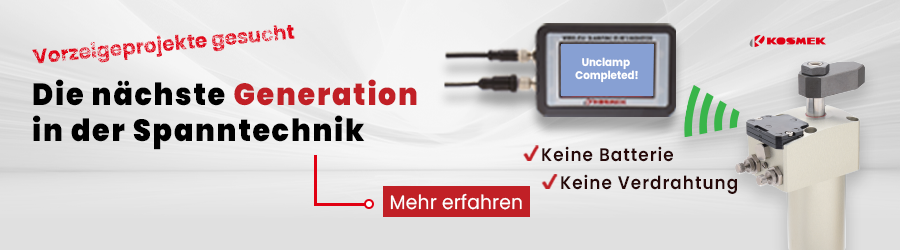 KOSMEK Banner Vorzeigeprojekte gesucht für Funkabfrage-Technologie in Spannanwendungen
