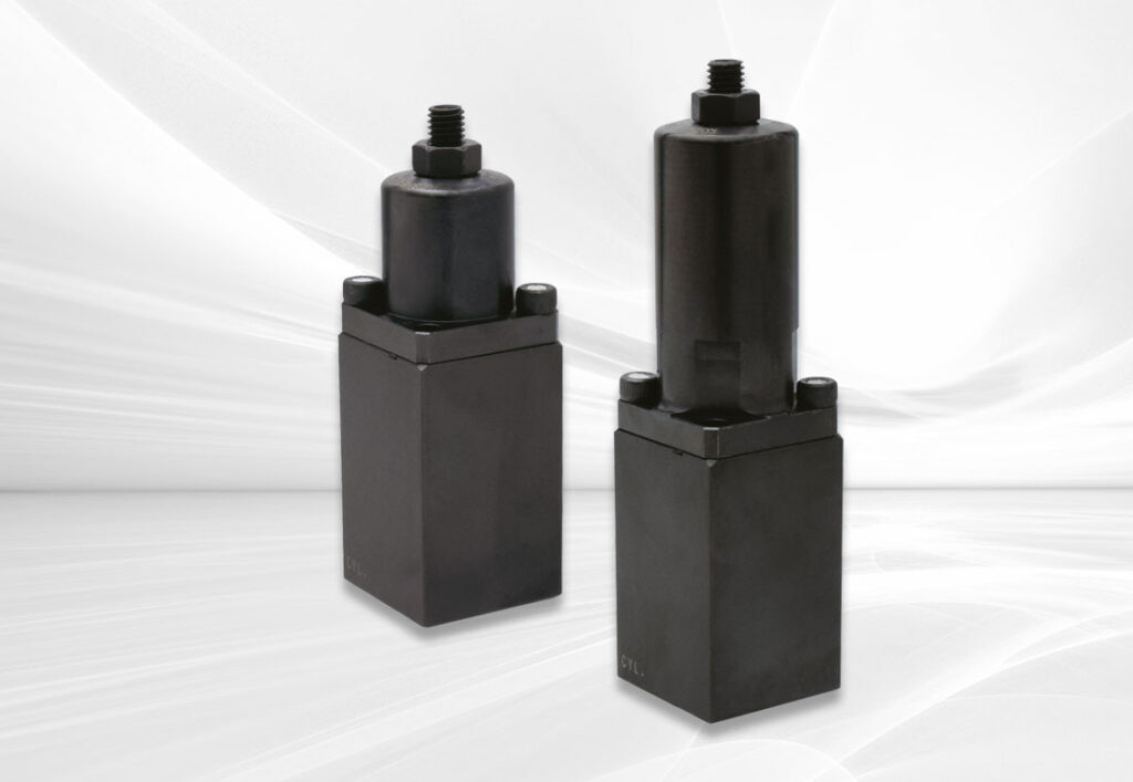 KOSMEK BLV sequence valve and BMV non-leak reducing valve shown upright side by side.