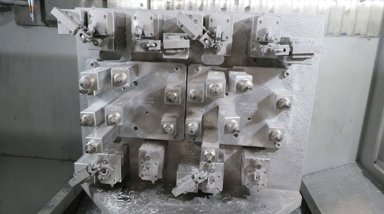 Unloaded pneumatic clamping fixture with multiple clamps at LTC.
